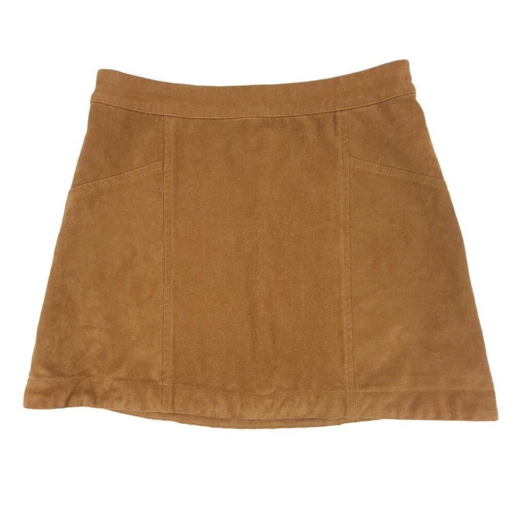 NEW Abercrombie 90s High Rise Vegan Suede Micro Mini Skirt Western Boho 0 Brown